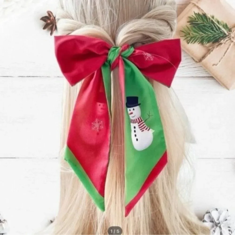 Christmas Snowman Hair Band Red Green